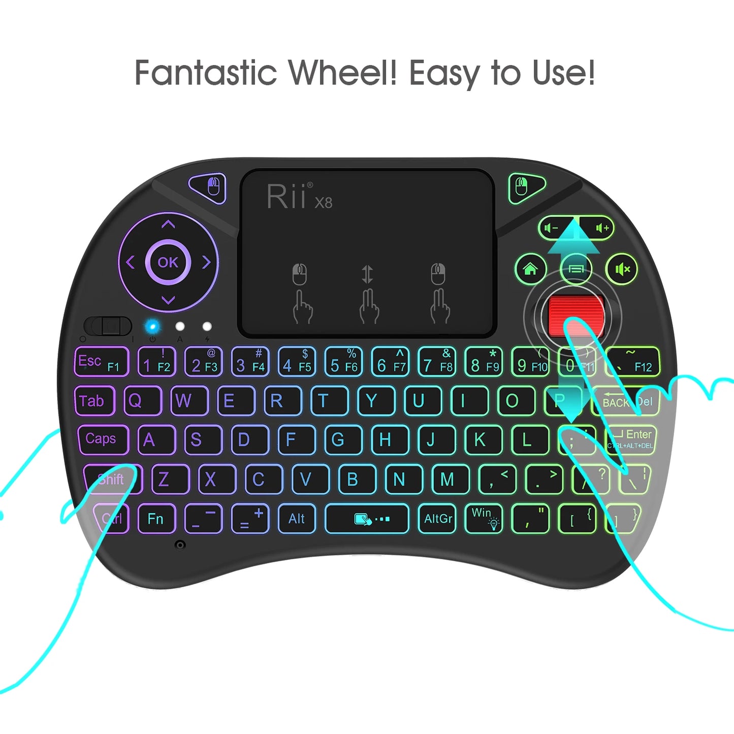 Mini Keyboard Rii X8 2.4GHz Wireless Keyboard with Touchpad Backlit for PC/Android TV Box/iPad