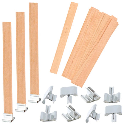 10Pcs/set Wooden Candle Wicks Cross with Iron Stands Cores Round Smokeless Natural Aromatic Making Supplies