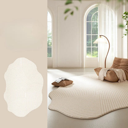 Cream Style Carpets for Living Room Irregular Shapes Bedroom Decor Soft Carpet Fluffy Plush Bedside Rug Washable Study Floor Mat