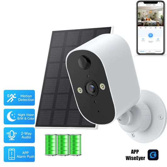 1080P WiFi Solar Camera Outdoor Wireless Solar Battery Powered Security Camera PIR Motion Alarm TF Cloud Audio Night Vision