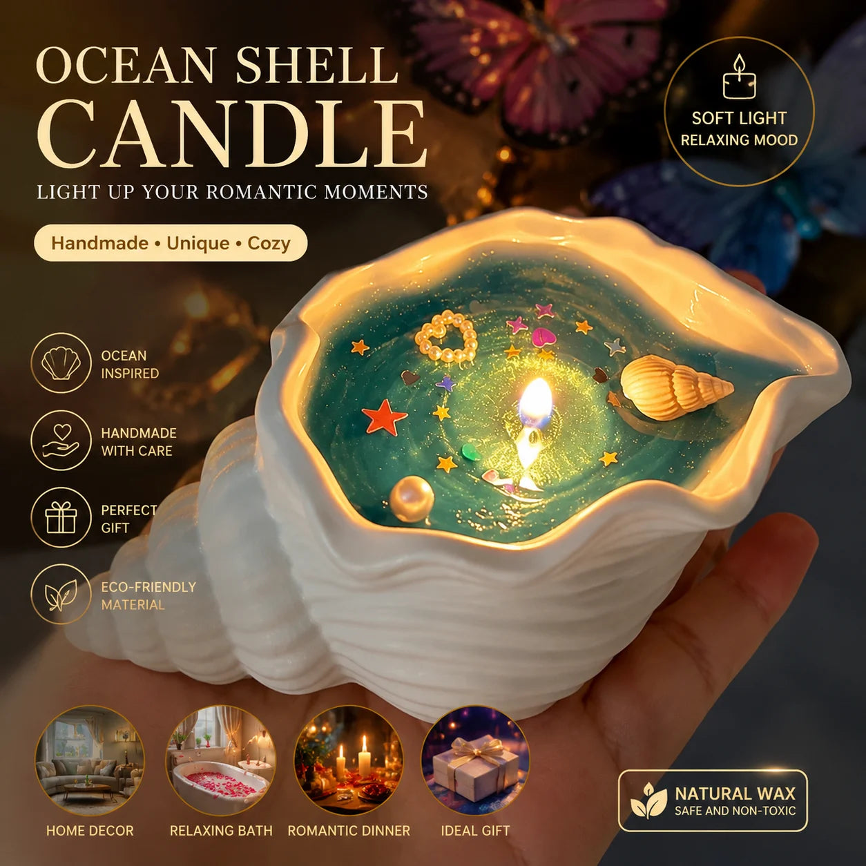 Conch Aromatherapy Candles, Home Bedroom Fragrance Decorations, Handheld Gifts, Home Deodorization, Plant Essential Oils