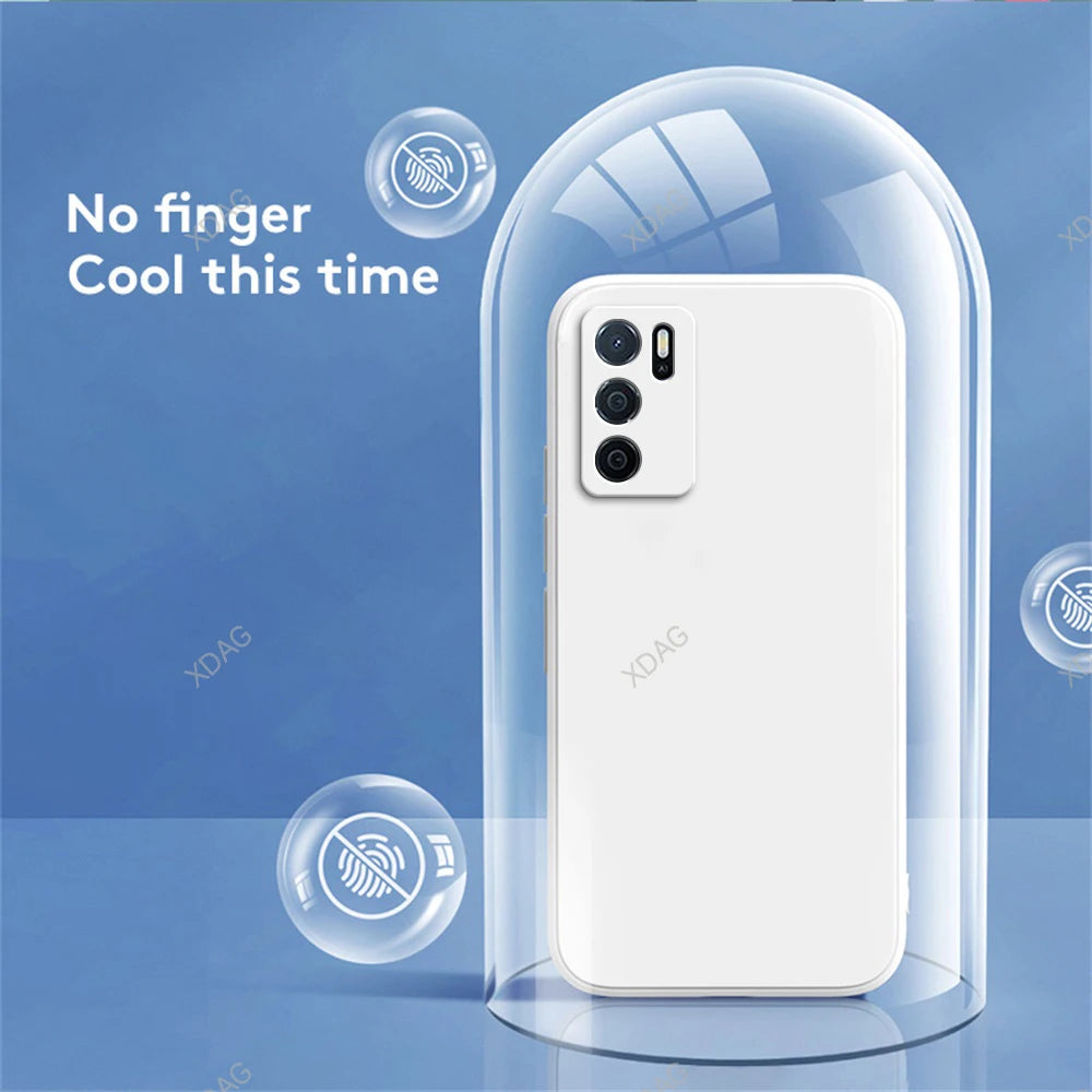 Straight Edge Phone Case for Oppo A54s 6.52" CPH2273 Skin Friendly Liquid Silicone Basic Original Classic Back Cover Accessories