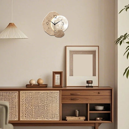Modern Simple Silent Wall Clock, Moon Design - Quartz Movement, Wooden Material, for Bedroom, Living Room or Office Decoration