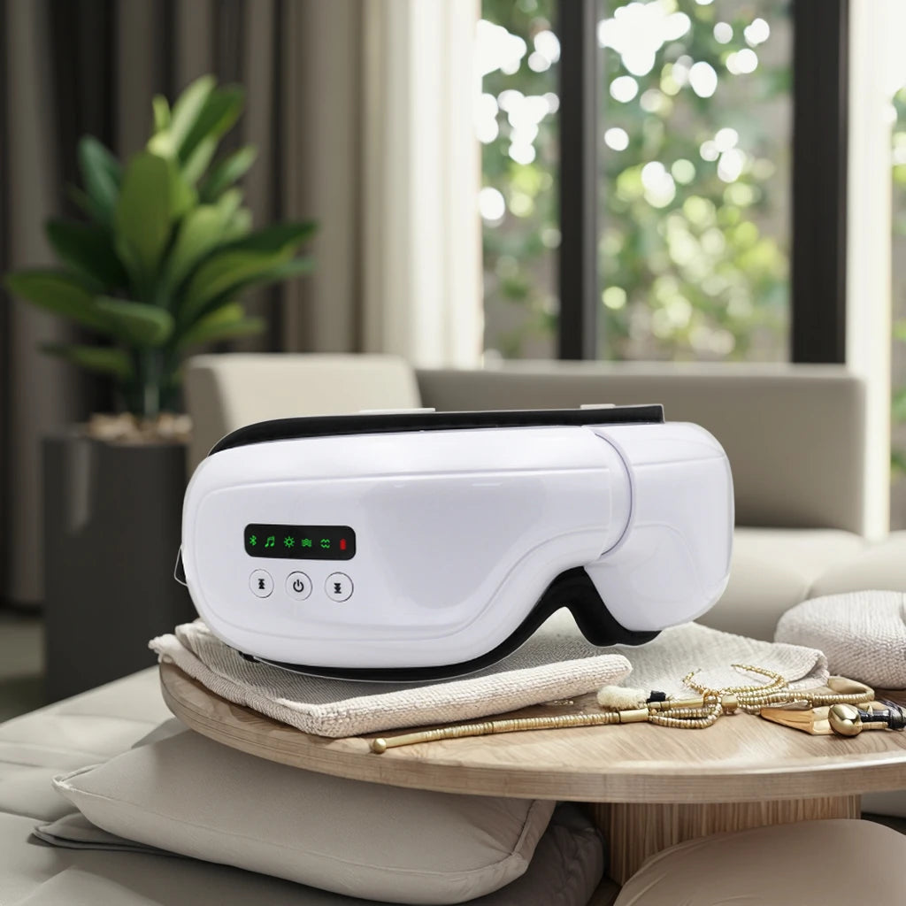 THZ Hot Selling 4D Heating Wireless Bluetooth Eye Massager Vibration Migraine Heat Intelligent Eye Care Vibrating Application