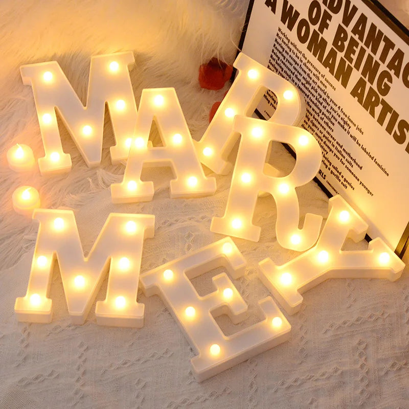 Luminous Number Lamp Alphabet Letter LED Lights Birthday Valentine's Day Wedding Party Decor 0-9 Digital A-Z Letters Night Light