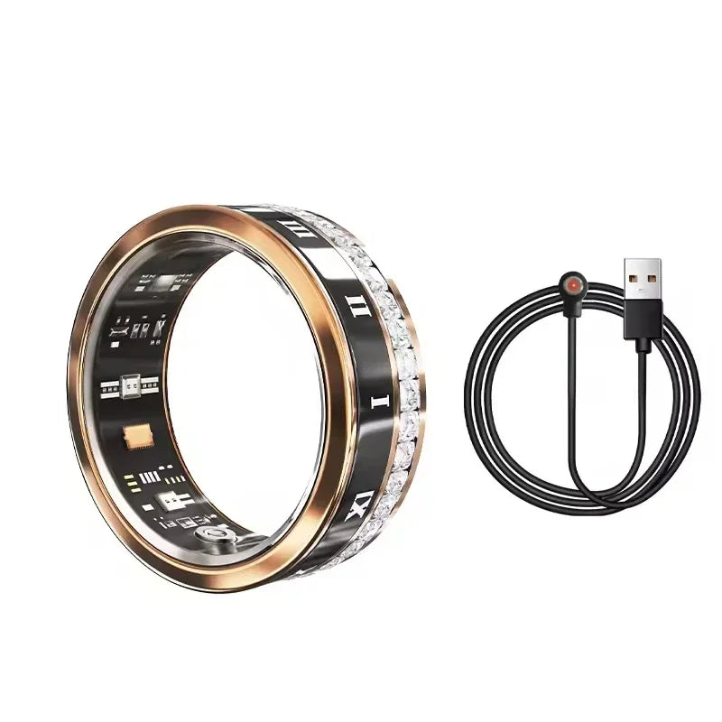 Diamond Smart Ring For Xiaomi Samsung Ring Heart Rate Pressure Blood Oxygen Sleep monitoring IP68 Waterproof Sport Modes Ring