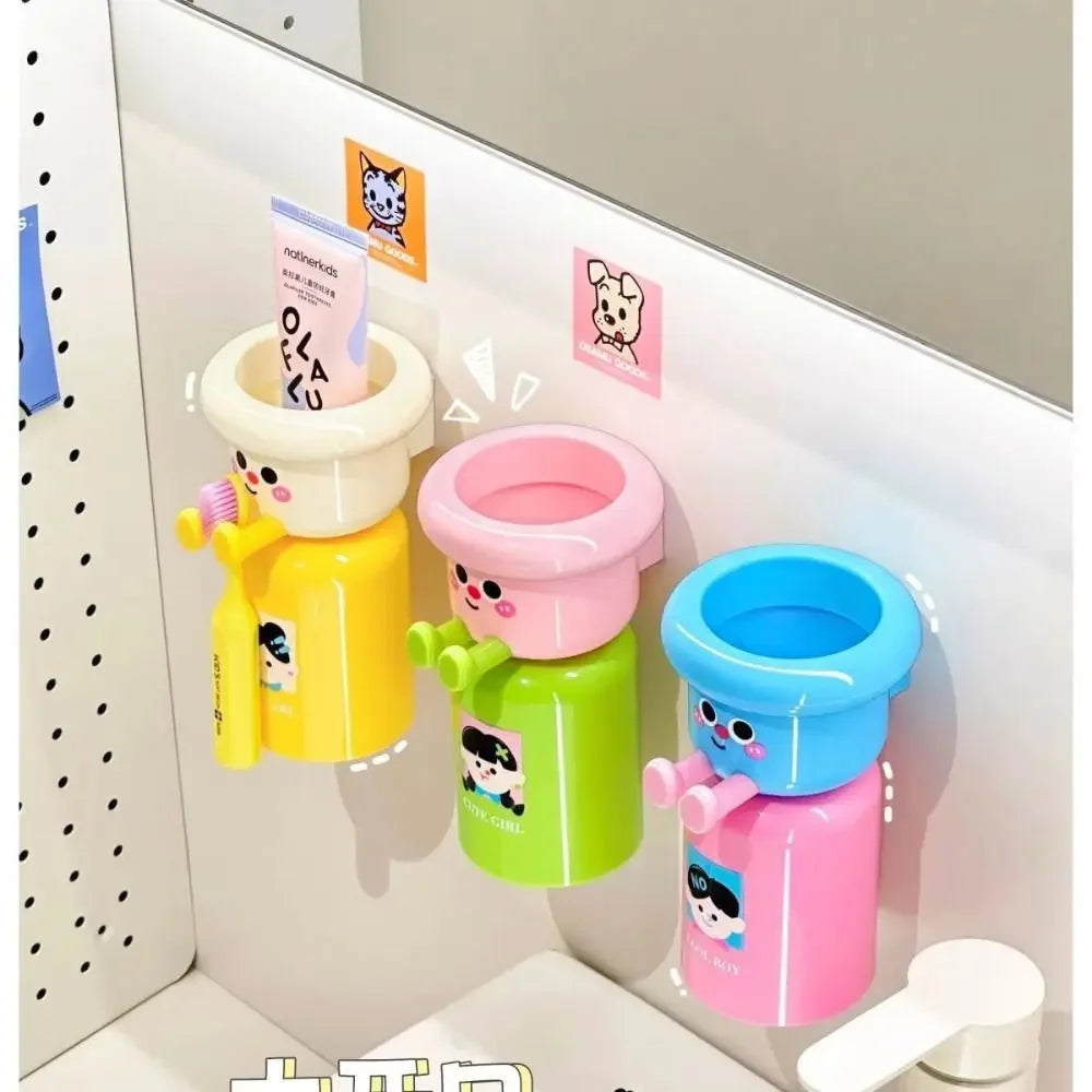 Magnetic Toothbrush Cup Wall Mounted Home Storage Storage Rack Punch-Free Upside Down Toothbrush Holder for Bathroom Accessory