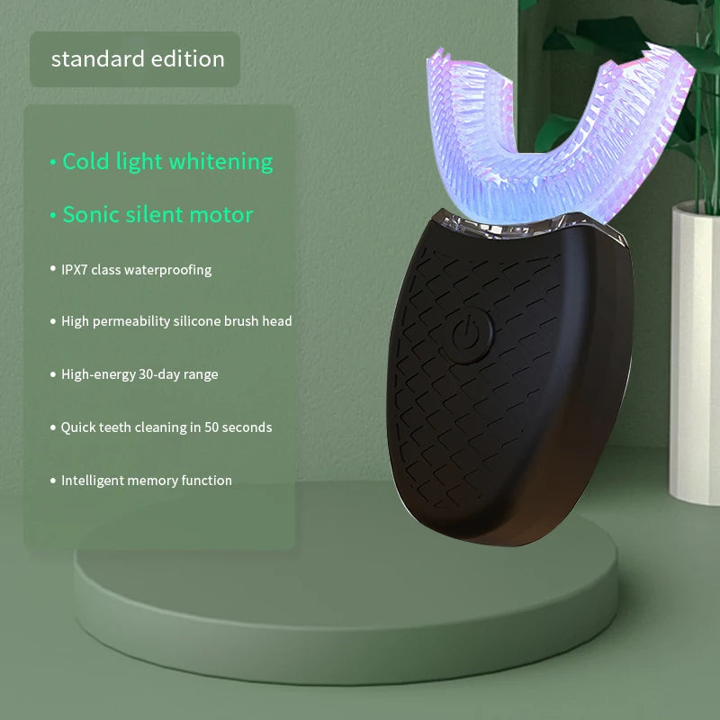 U-Type Electric Toothbrush Automatic Full Mouth Cleaning Toothbrush 360 Degrees Silicon Head USB Rechargeable Waterproof