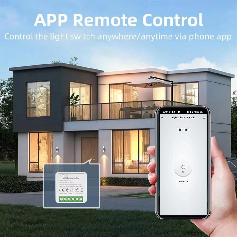 WiFi/Zigbee 3.0 Smart Switch Mini Breaker DIY Module Remote Timer Wireless Light Control Work with Tuya Smart Life Alexa Google
