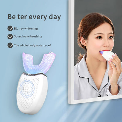 U-Type Electric Toothbrush Automatic Full Mouth Cleaning Toothbrush 360 Degrees Silicon Head USB Rechargeable Waterproof