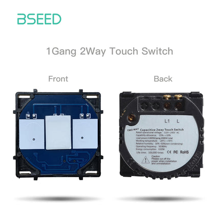 BSEED Zigbee Smart Switch 1/2/3Gang Touch Light Switch 2Way Function Part Smart Home Tuya Alexa Control Without Glass Panel