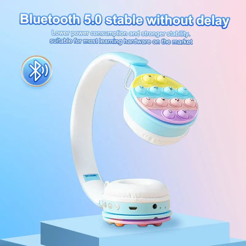 Headworn Rainbow Bubble Wireless Bluetooth Earphones 5.0 Pressure Reducing Cute Foldable with Microphone Card Insertion Earphone