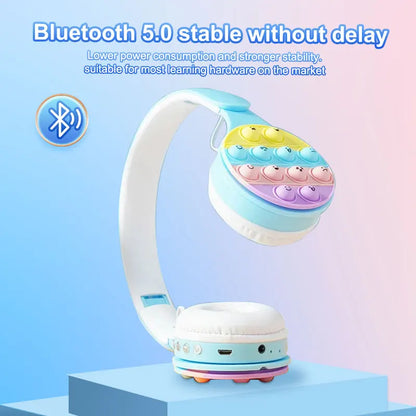 Headworn Rainbow Bubble Wireless Bluetooth Earphones 5.0 Pressure Reducing Cute Foldable with Microphone Card Insertion Earphone