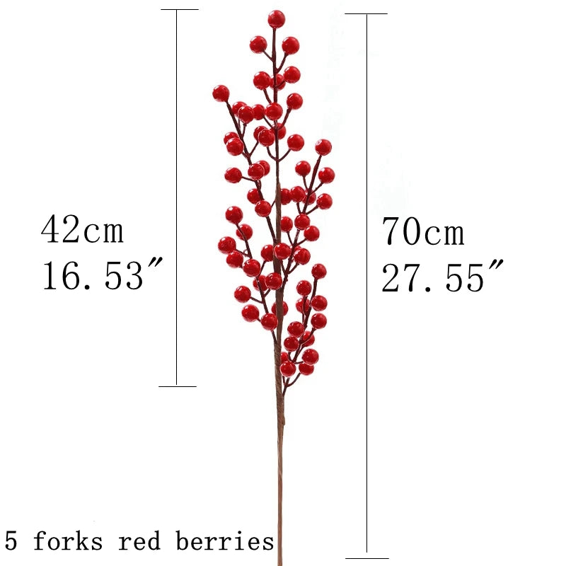Artificial Red Berry Flowers Bouquet Fake Plant for Home Vase Decor Xmas Tree Ornaments New Year 2023 Party Christmas Decoration