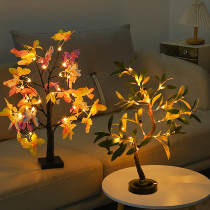 LED Tabletop Tree Lamp Battery Fairy Tree Night Lights with Removable Base for Party Wedding Gift Camping Summer Bedside Decor