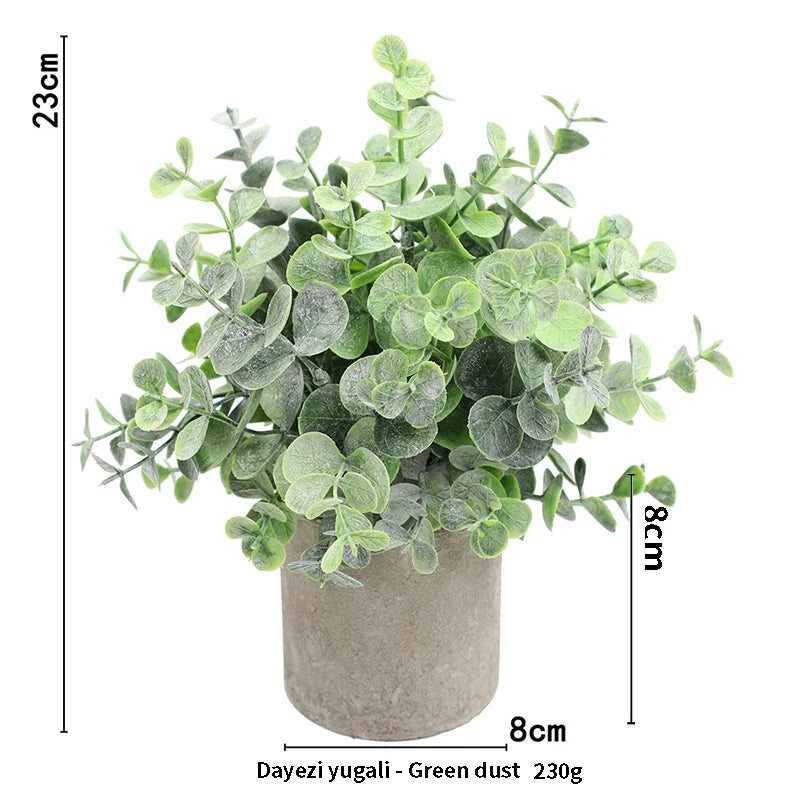 Artificial Plant Potted Eucalyptus Plant Small Fake Flower Bonsai With Pot Mini Plant Desktop Office Home Restaurant Decoration