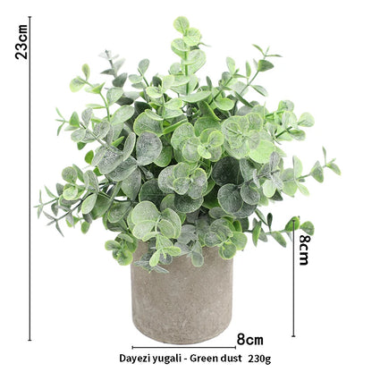 Artificial Plant Potted Eucalyptus Plant Small Fake Flower Bonsai With Pot Mini Plant Desktop Office Home Restaurant Decoration