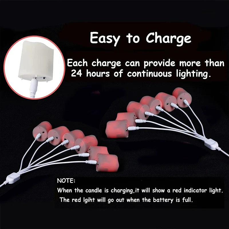 Tea Candle Light Rechargeable Candles Timer Remote LED Light Flameless For Wedding Room Garden Holiday Lighting Home Decoration