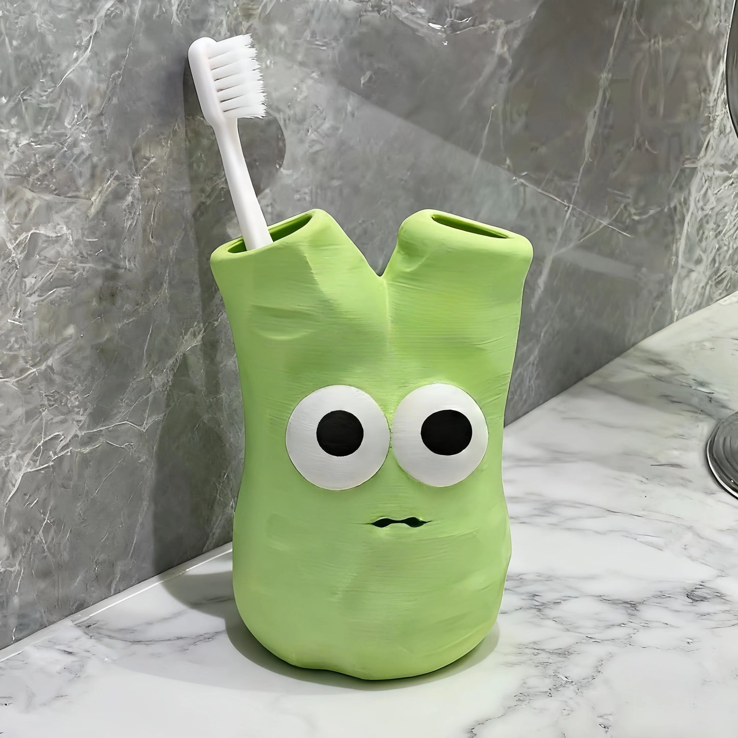 Cute Monster Toothbrush Holder, Funny Cartoon Pen Cup, Double Hole Bathroom Storage Organizer for Home Decor