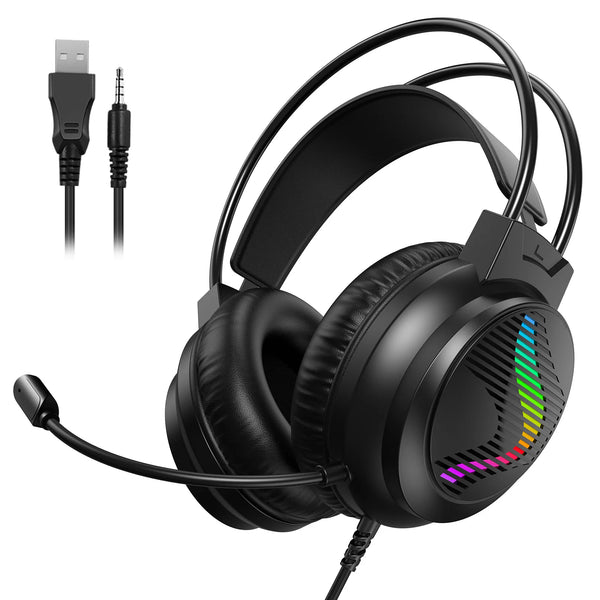 Acinaci J11 Gaming Headset for PS4 PC Xbox One PS5 Switch via 3.5mm Audio Jack, with Mic, LED Light