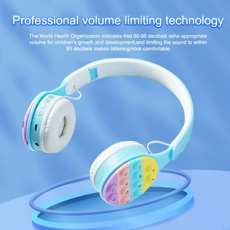Headworn Rainbow Bubble Wireless Bluetooth Earphones 5.0 Pressure Reducing Cute Foldable with Microphone Card Insertion Earphone
