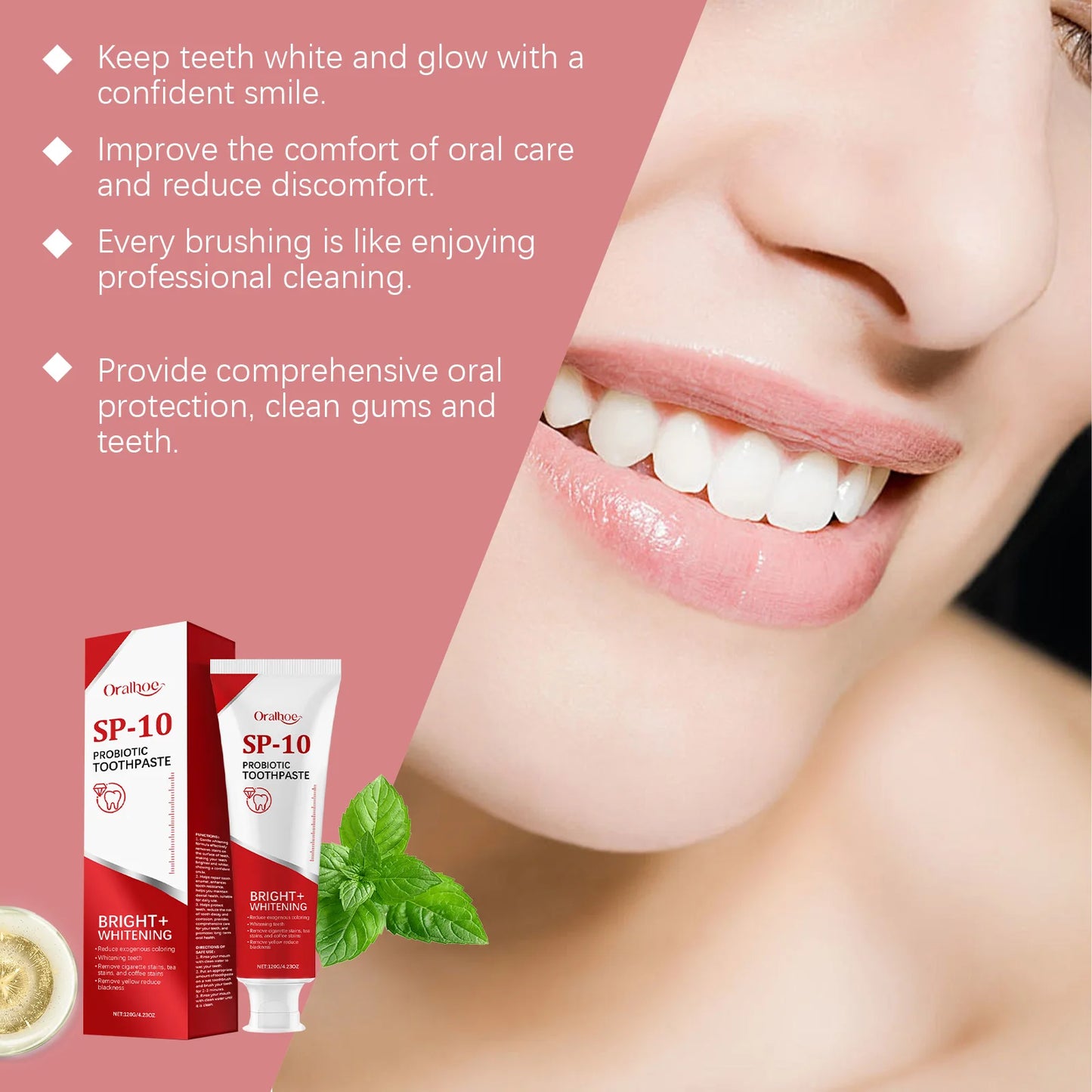 Sp 10 Probiotic Toothpaste Remove Cigarette Stains Tea Stains And Coffee Stains Long-Lasting Fresh Breath Oral Hygiene Care 120g