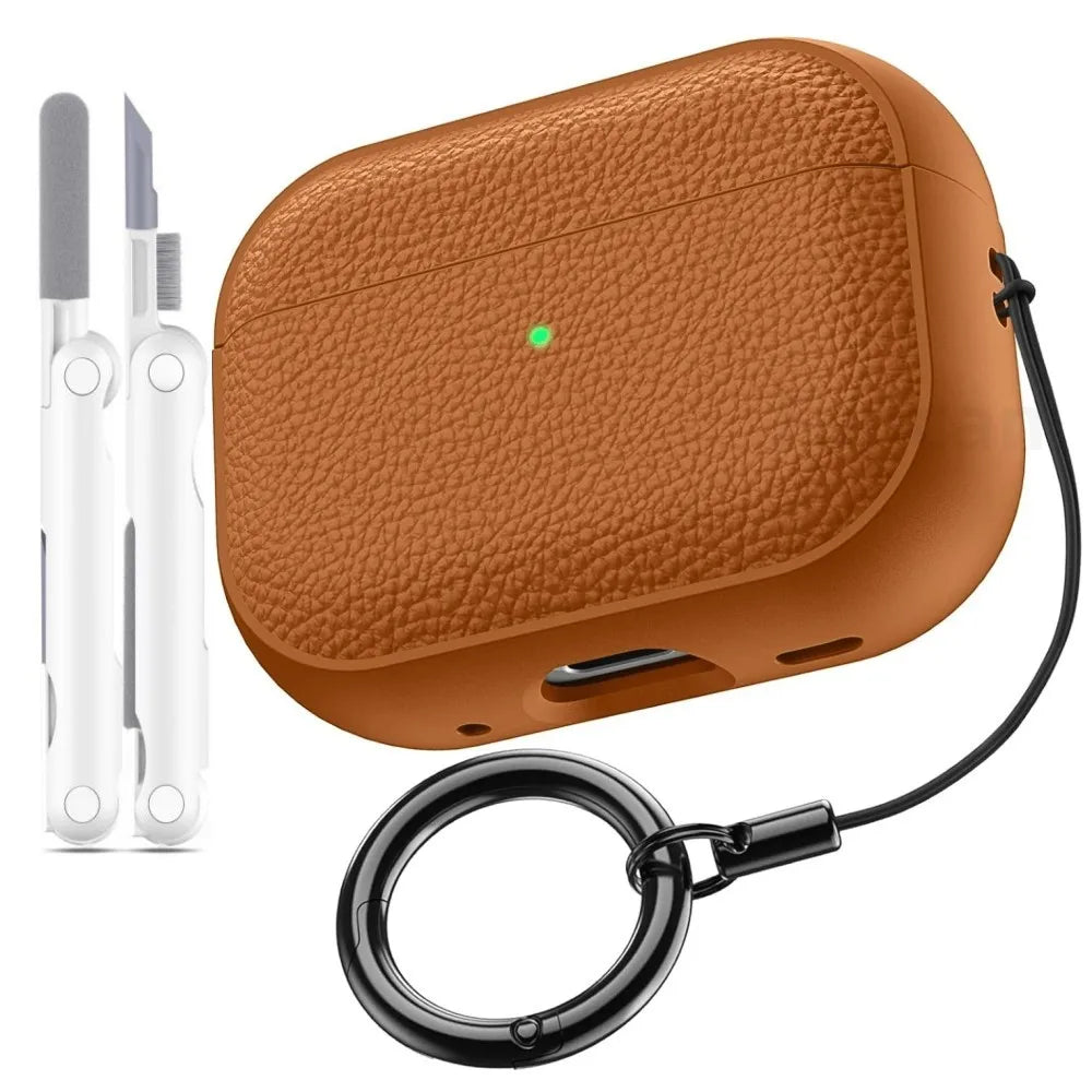 Luxury Leather Pattern Case For Airpods Pro 3 2025 Case with Metal Buckle Protective Shockproof Case for AirPods Pro 2/Pro 3/4