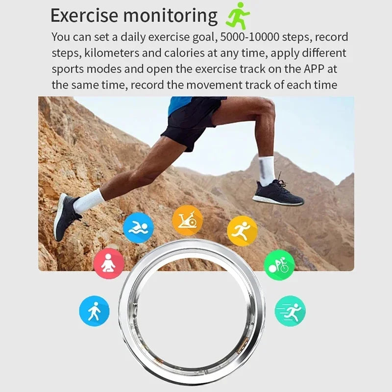 Diamond Smart Ring For Xiaomi Samsung Ring Heart Rate Pressure Blood Oxygen Sleep monitoring IP68 Waterproof Sport Modes Ring