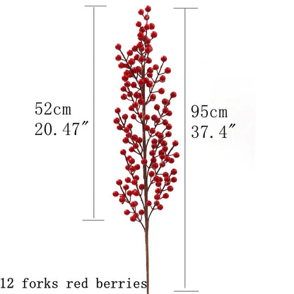 Artificial Red Berry Flowers Bouquet Fake Plant for Home Vase Decor Xmas Tree Ornaments New Year 2023 Party Christmas Decoration