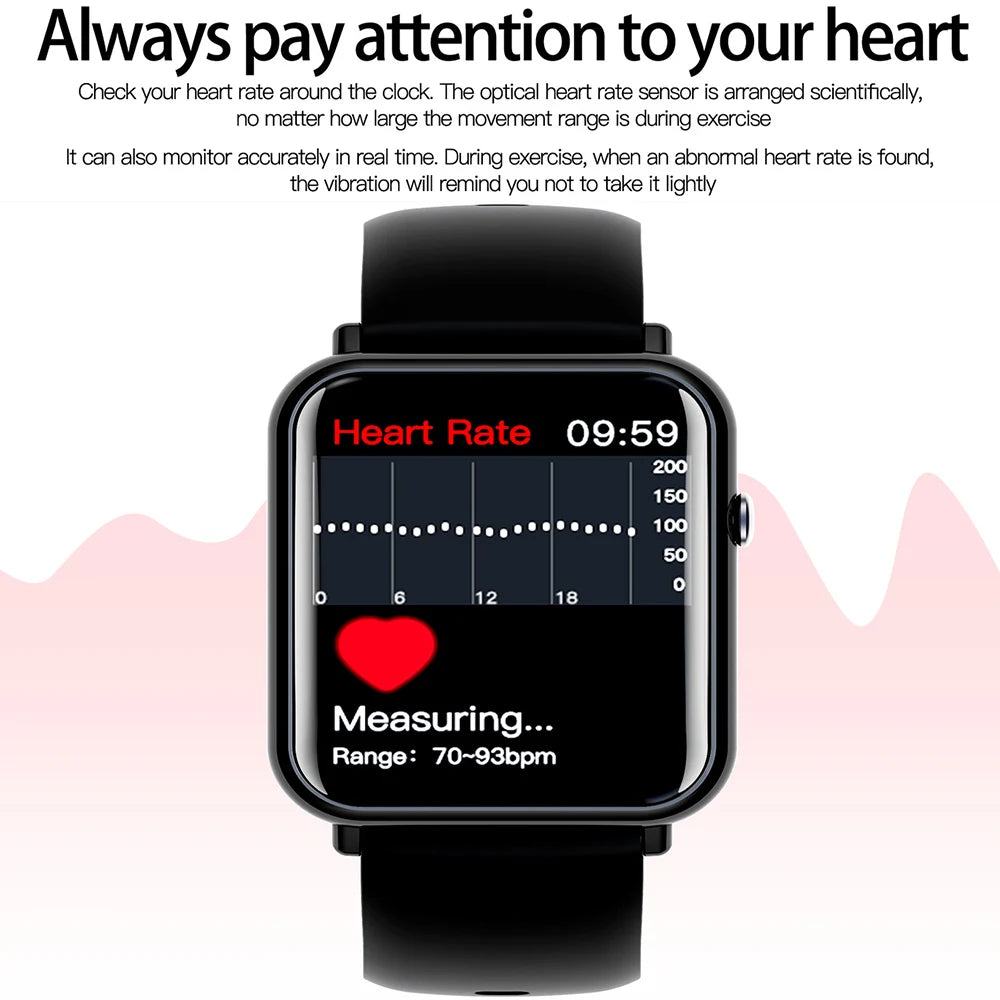 Gfordt Smart Watch Men Women 1.69" HD Screen Bracelet Waterproof Weather Heart Rate Monitoring Sleep Detection SmartWatch