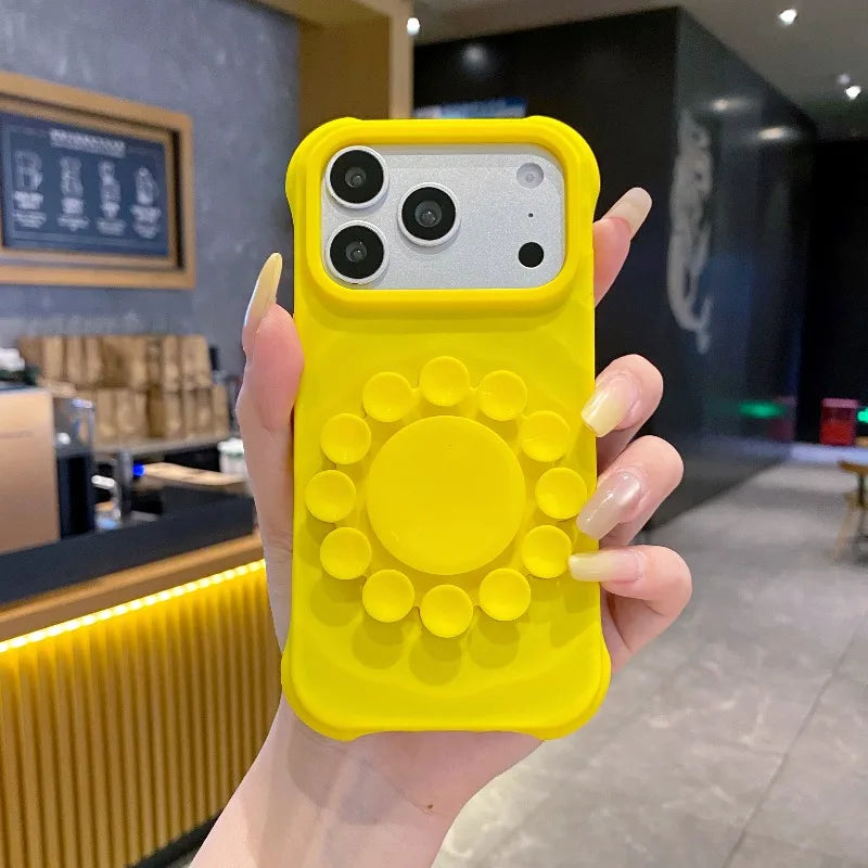 Flower Suction Cup Silicone Phone Case for IPhone 18 17 Pro Max Kickstand Shockproof Scratch-resistant and Slip-resistant Cover