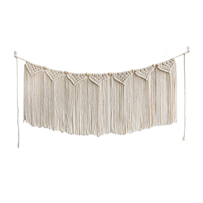 Macrame Handwoven Bohemian Cotton Rope Boho Tapestry Home Decor Creamy-White Wall Hanging Decoration Art Tapestry Christamas