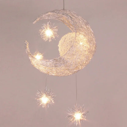 Star Moon Pendant Light Children's Room Light  LED Bedroom Lighting Fixutre