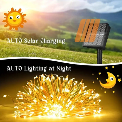 7M/12M/22M/32M LED Solar String Fairy Lights Outdoor Path Garlands Lamp Patio Waterproof Christmas Wedding Garden Street Lights