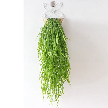 80cm 1 Bunch of Artificial Plant Seaweed Vine Home Office Greening Fake Leaf Rattan Festive Wall Hanging Willow Leaf Artificial