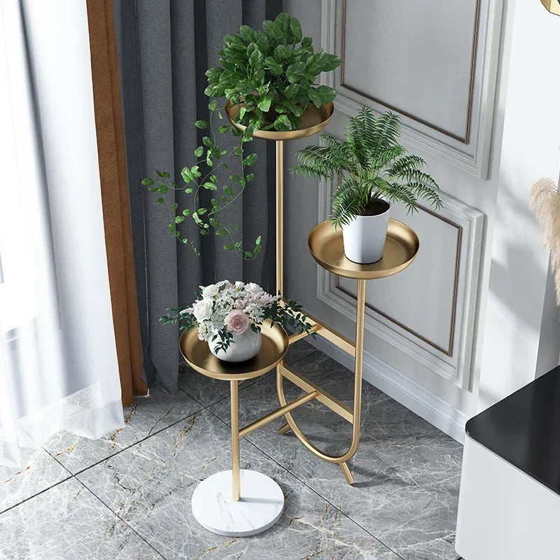 Modern Light Luxury Multi-Layer Iron Plant Stand Floor Flower Pot Rack for Balcony Living Room Decorative Bracket