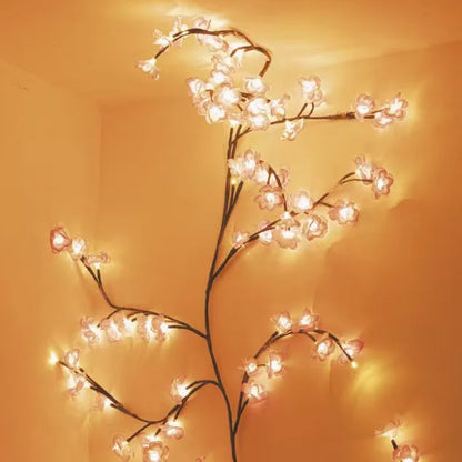 New LED Cherry Blossom Branch Vine Light Bendable Ambient Fairy Light for Wedding Garden Fence Wall Indoor Outdoor Decor