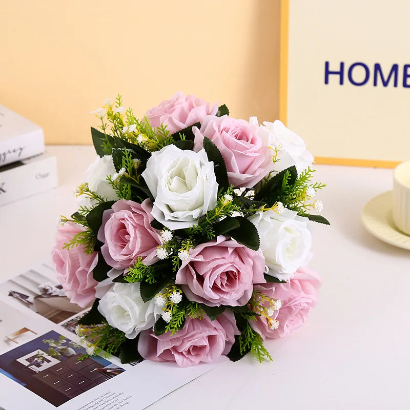 1pc Artificial Flowers Plastic Rose Ball Silk Fake Flower Floral  Wedding Birthday Party Centerpiece Table Arrangements Decor