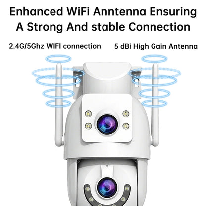 Jooan 4K 8MP HD Wifi PTZ Camera Outdoor 5G Wifi Dual Lens Security IP Cameras 5X Zoom AI Tracking ONVIF CCTV Surveillance Camera