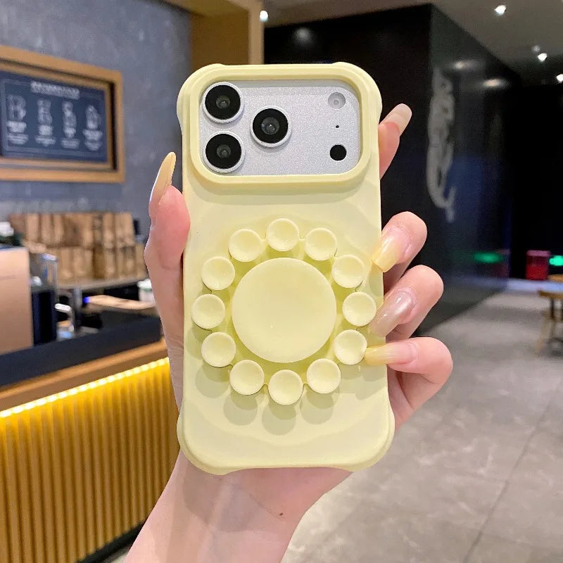 Flower Suction Cup Silicone Phone Case for IPhone 18 17 Pro Max Kickstand Shockproof Scratch-resistant and Slip-resistant Cover