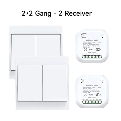 No Battery 1/2gang Kinetic Energy Tuya Smart Switches Wifi+Rf433 Wireless Connection Home Light Switch App Voice Remote Control