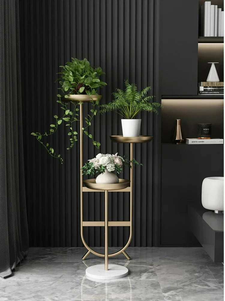 Modern Light Luxury Multi-Layer Iron Plant Stand Floor Flower Pot Rack for Balcony Living Room Decorative Bracket