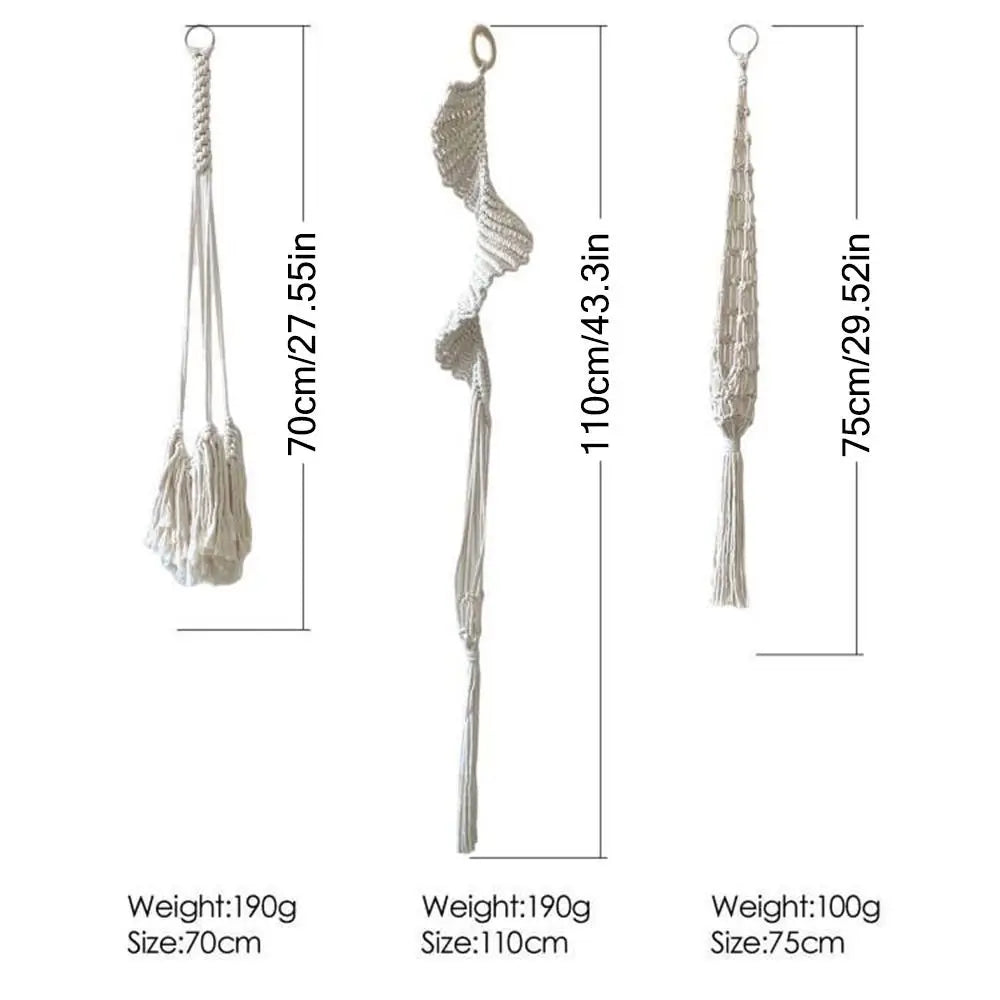 New Macrame Plant Hangers Handmade Beige Color Cotton Rope Hanging Planter Flower Pot Hanging Basket Home Decoration