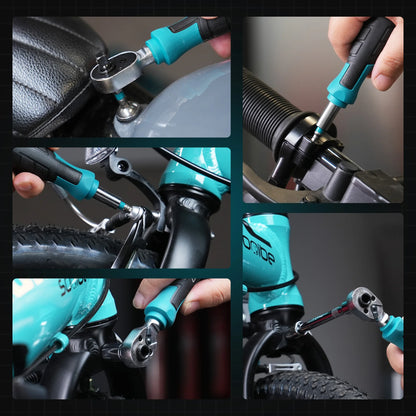 37PCS 1/4" Dual-Drive Ratchet Wrench Set with Shallow Sockets Magnetic Driver Handle and Bits Extension Bars & Universal Joint
