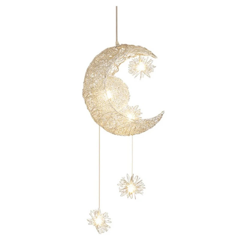 Star Moon Pendant Light Children's Room Light  LED Bedroom Lighting Fixutre