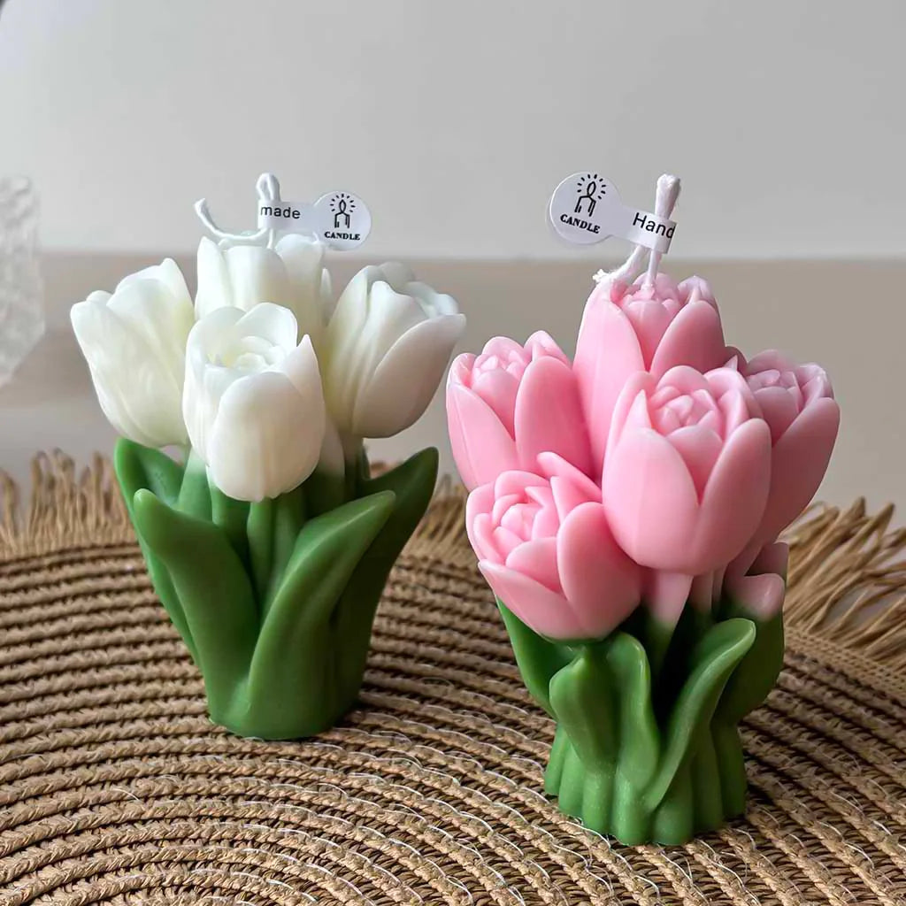 Ins Style Tulip Flower Scented Candle, Aromatherapy Decor for Home, Romantic Gift for Valentine's Day/Back to School
