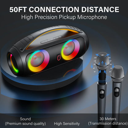 Portable Bluetooth Wireless Speaker, Loud Boombox Speaker with Subwoofer, Powerful Deep Bass Stereo Sound, IP65 Waterproof