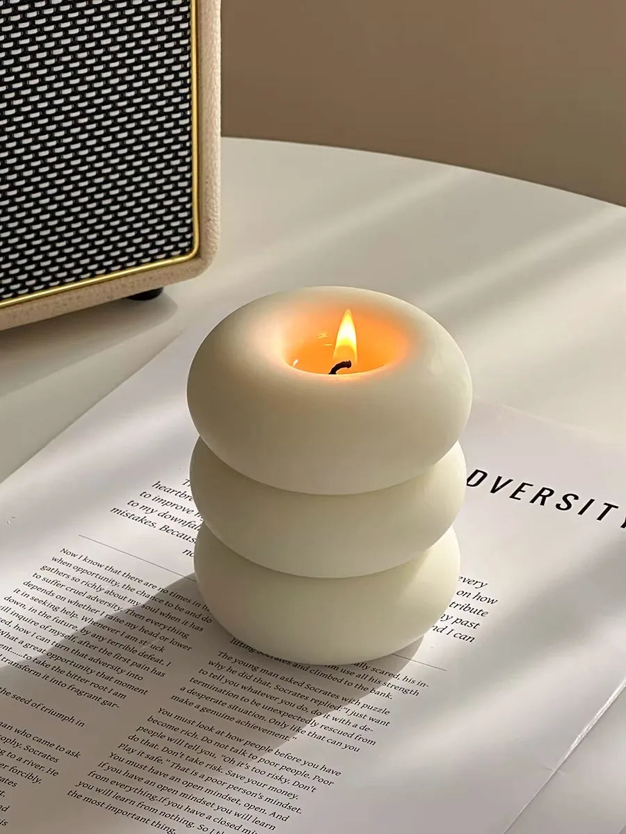 Handmade Donut Candle, Holiday Decor, Creative Handicraft Gift, Aromatherapy Candle Ornament, Birthday Present