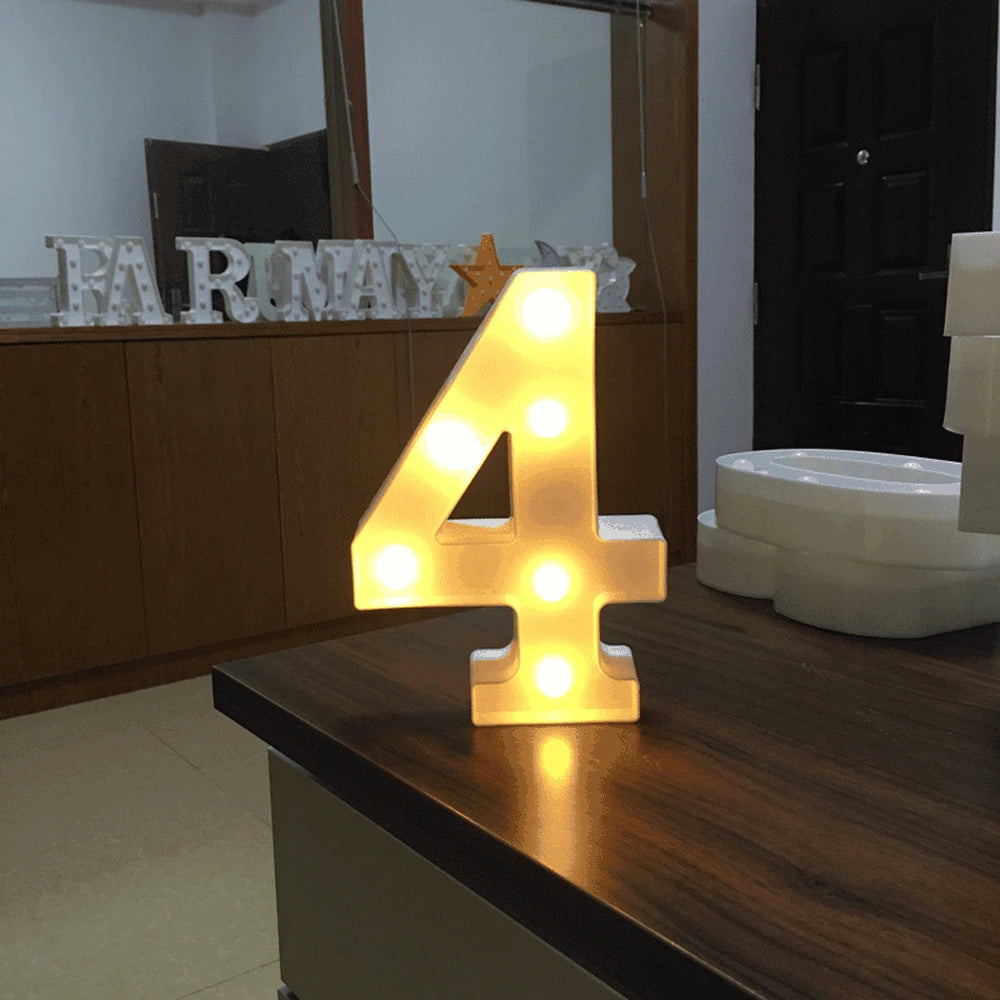 Luminous Number Lamp Alphabet Letter LED Lights Birthday Valentine's Day Wedding Party Decor 0-9 Digital A-Z Letters Night Light
