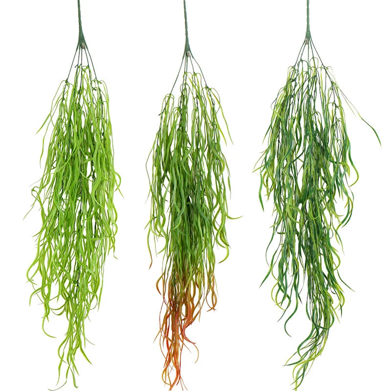 80cm 1 Bunch of Artificial Plant Seaweed Vine Home Office Greening Fake Leaf Rattan Festive Wall Hanging Willow Leaf Artificial